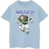 Disney Meisjes Lightyear Buzz Sprong naar Actie Katoenen T-Shirt (Babyblauw)