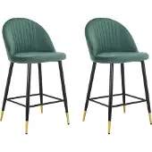 Loft 24 Marlis-Barkruk - Groen Fluweel - Set van 2