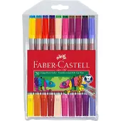 Faber-Castell viltstiften - met twee punten - kunststof etui met 20 kleuren - FC-151119