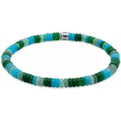 Frank 1967 7FB-0810 – – Heren Armband – Kralenarmband – Lichtpaars, Lichtblauw & Donkerblauw – Zilverkleurig