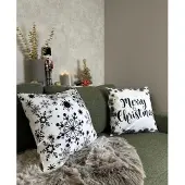 Gek op kussens! Sierkussen zwart-wit sneeuw | 45 x 45 cm | katoen/polyester