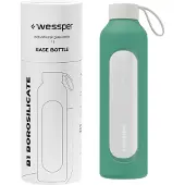 Wessper Glazen Motivatiefles 1000ml – Duurzame Waterfles in LAGOON