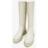 WITTCHEN Dames leren laarzen met dikke zool en rits, grijsbeige, natuurleer