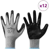 vidaXL Werkhandschoenen 12 st Grijs en Zwart 9 / l Polyester