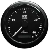 Wema Blackline 0-400rpm Tachometer Zwart 85 mm