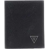 GUESS Leren kaarthoes Milano Card Wallet Black zwart