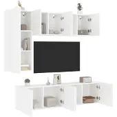 vidaXL 5-delige Tv-meubelset bewerkt hout wit