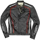 Black-Cafe London Seoul Zwart Wit Rood Leren Motorjas Maat 52