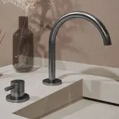 Saniclear Bond Curved wastafelkraan 2-gats met Coldstart verouderd ijzer - gunmetal