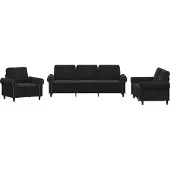 vidaXL 3-delige Loungeset met kussens fluweel zwart