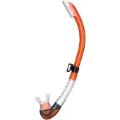 Tusa Platina II Hyperdry – Premium snorkel met Hyperdry-systeem en hypoallergene siliconen mondstuk – Oranje/Transparant – SP-170 EO