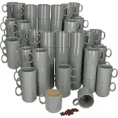 MamboCat Set van 96 EVENT stapelbare koffiemokken GRIJS porselein 250 ml