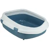 Trixie - Kattenbak Primo - Met Rand - Blauw/Wit - XXL - 71X56X25 cm