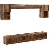 vidaXL TV wand eenheden met LED 6 pcs Oudhout Bewerkt hout