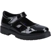 Hush puppies Sabrina Patent JNR Meisjes Zwart Leren Schoenen