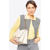WITTCHEN Dames eco-leren crossbody tas, groot, twee compartimenten, crème