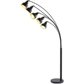 LINDBY Booglamp - vloerlamp Lira, zwart, Woon-/ Eetkamer, metaal, Modern, booglamp