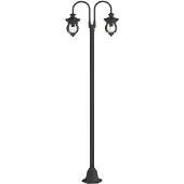 LINDBY buitenlamp Farley, 215 cm, 2-lamps, IP44, E27 dimbaar, zwart, metaal, Antiek