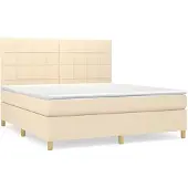 vidaXL Boxspring met matras stof crèmekleurig 160x200 cm