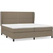vidaXL Boxspring met matras stof taupe 200x200 cm