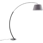 LUCANDE Booglamp - vloerlamp Evelyna, alu / grijs / zink, Slaapkamer, Textiel / Stof / Zijde, Modern, booglamp