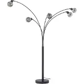 LINDBY Booglamp - vloerlamp Braccio, zwart, Woon-/ Eetkamer, metaal, Modern, booglamp