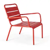Oviala - Lage relax tuinstoel van rood staal - Palavas