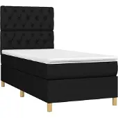 vidaXL Boxspringbed met matras, zwart, 80x200 cm, stof