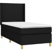 vidaXL Boxspring met matras stof zwart 100x200 cm