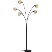 LINDBY Vloerlamp Lielle, hout licht, Woon-/ Eetkamer, Bamboe, Landelijk, vloerlamp hout