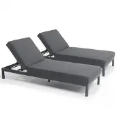 Oviala - Set van 2 antracietgrijze aluminium ligstoelen - Galapagos