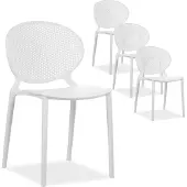 Homestyle4u Tuinstoelen - Set van 4 - Balkonstoel - Stapelstoelen - Wit