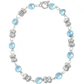 Behave - Zilver kleurige ketting met turquoise steentjes - 42 cm