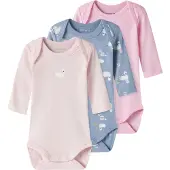 Name it Rompertje/body duifblauw / rosa / poederroze / wit