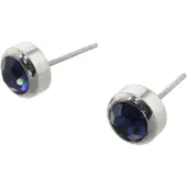 Behave - Oorbellen blauw glaskristal - zilverkleur - 0,5 cm