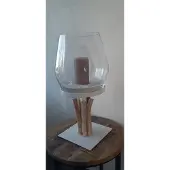 Wmg vaas/kaarshouder Linde luxe met drijfhout. kerstgeschenk.wit.kaars.theelicht.