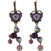 Behave - paarse oorbel met hart en steentjes - vintage romantiek