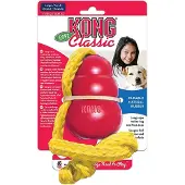 Kong classic met touw rood / geel 7x7x61,5 cm