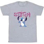 Disney Meisjes T-shirt Lilo en Stitch Graffiti Katoen (Sportgrijs)