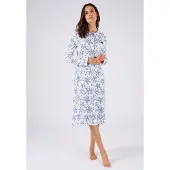 Damart - Ribgebreid nachthemd, licht geborstelde binnenkant - Dames - Blauw - 38-40 (S)