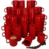 MamboCat Set van 72 EVENT stapelbare koffiemokken rood porselein 250 ml