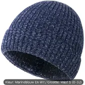 Beanie kinder winter muts donkerblauw maat s (0-3) jaar