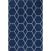 Muratap Trellis uni effen laagpolig vloerkleed modern navy- 120x170 cm