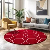 Muratap Trellis uni rond effen laagpolig vloerkleed modern 200 cm rond
