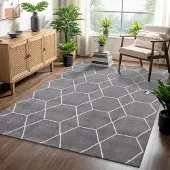 Muratap Trellis uni effen laagpolig vloerkleed modern 160x230 cm