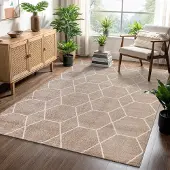Muratap Trellis uni effen laagpolig vloerkleed modern 120x170 cm