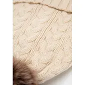 WITTCHEN - Dames Pomponmuts - Licht Beige - Kabelgebreid - Acryl