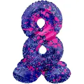 Folat - Staande folieballon Cijfer 8 Paint Splash - 41 cm