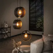 Dimehouse Hanglamp Fons 3-lichts getrapt ringen metaal zwart