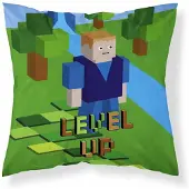 Minecraft Bricks sierkussen 40x40 gevuld Level up 40x40